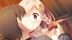 Flowers red eyes blondes kissing anime girls your diary game cg