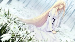 Flowers red eyes blondes long hair anime girls nanatsuki shion 