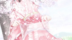 Flowers red eyes kimono anime girls short hair lolita fashion 
