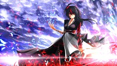 Flowers red eyes long hair anime girls flower petals touhou 