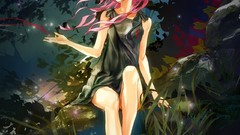 Flowers red eyes pink hair long hair anime girls guilty crown 