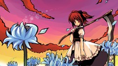 Flowers red eyes skirts anime girls short hair touhou onozuka 