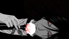 Flowers red eyes suit brunettes kuroshitsuji sebastian michaelis