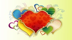 Flowers red love Hearts multicolor vectors