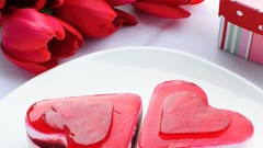 Flowers red love tulips Hearts presents