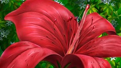 Flowers red Plants paintings bows multicolor