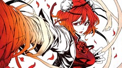 Flowers red red eyes Ribbons anime girls bandages short hair 