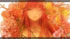 Flowers red roses tears wink redheads artwork