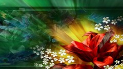 Flowers red sunlight fantasy art artistic