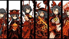 Flowers red weapons wings headphones blood feathers dress 