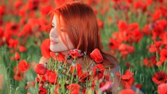Flowers red woman faces models redheads red flowers girls in 