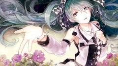 Flowers Ribbons bows long hair gray eyes hatsune miku vocaloid 