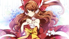 Flowers Ribbons kimono bows long hair brown eyes brunettes 