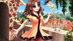 Flowers roses Anime ghost smiling anime girls