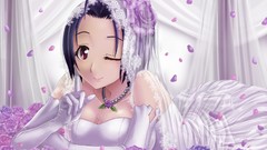 Flowers roses Anime red eyes blue hair pink eyes anime girls 