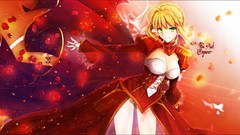 Flowers roses Anime saber red dress Nero fate series Fate/EXTRA 