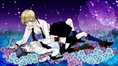 Flowers roses Anime Shorts Ribbons backgrounds blondes skirts 