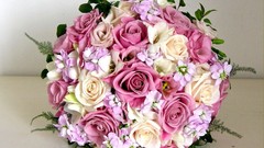 Flowers roses bouquet composition freesias