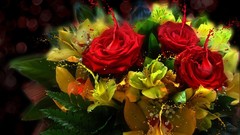 Flowers roses bouquet multicolor