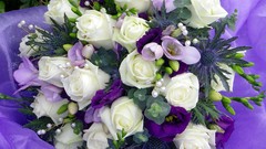 Flowers roses bouquet white flowers purple flowers