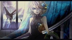 Flowers roses dress gloves blondes anime girls blue eyes short 