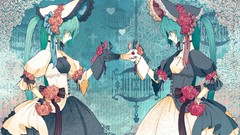 Flowers roses dress Hearts hats gloves bows long hair anime 