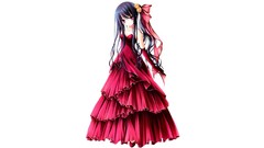 Flowers roses dress white background gloves blush long hair 