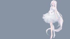 Flowers roses dress white hair long hair barefoot anime girls 