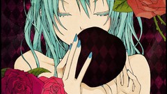 Flowers roses faces long hair anime girls closed eyes hatsune 
