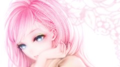 Flowers roses faces pink hair long hair blue eyes vocaloid 