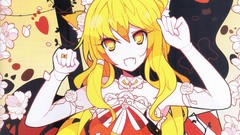 Flowers roses fangs rings blondes long hair anime girls yellow 