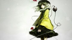 Flowers roses gray background Hearts hats wires skirts smiling 