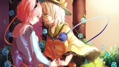 Flowers roses hats white hair Pillars bushes bows skirts pink 