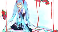 Flowers roses long hair anime girls blue eyes hatsune miku 
