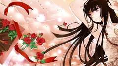 Flowers roses Princess long hair touhou black hair houraisan 