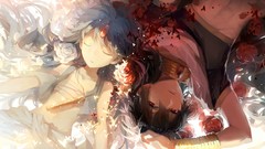 Flowers roses red eyes closed eyes braids upside down magi the 