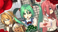 Flowers roses valentines day blondes pink hair long hair blue 