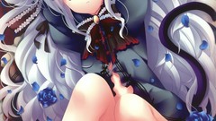 Flowers roses white hair long hair anime girls lingerie 