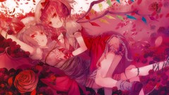 Flowers roses wings blood Anime dress vampire Flower wall red 