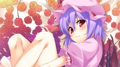 Flowers roses wings close-up hats Vampires red eyes faces blush 