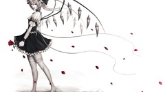 Flowers roses wings crystals dress white background hats fangs 