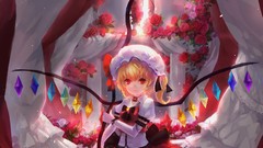 Flowers roses wings dress red eyes blondes anime girls touhou 