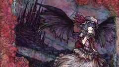 Flowers roses wings dress vampire drawings anime girls remilia 