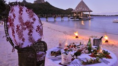 Flowers sand Sea sun ocean romance paradise evening Islands 