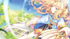 Flowers Sea Trees dress Islands hats flying houses fans blondes 