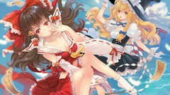 Flowers Sea water clouds dress hats socks staff flying red eyes 