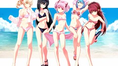 Flowers Sea water clouds navel Shorts rings red eyes Ribbons 