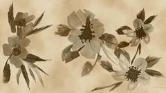 Flowers sepia watercolor digital art