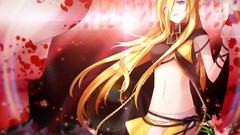 Flowers shine blood blondes skirts long hair anime girls blue 