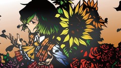 Flowers short hair green hair touhou kazami yuuka